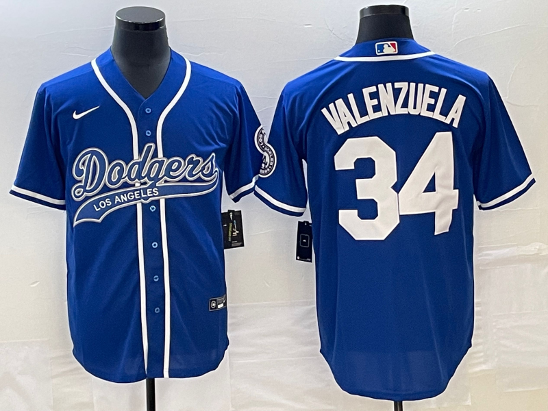 Men's Los Angeles Dodgers Fernando Valenzuela #34 Royal Player Jersey1 Joint Edition baseball jersey product view 1