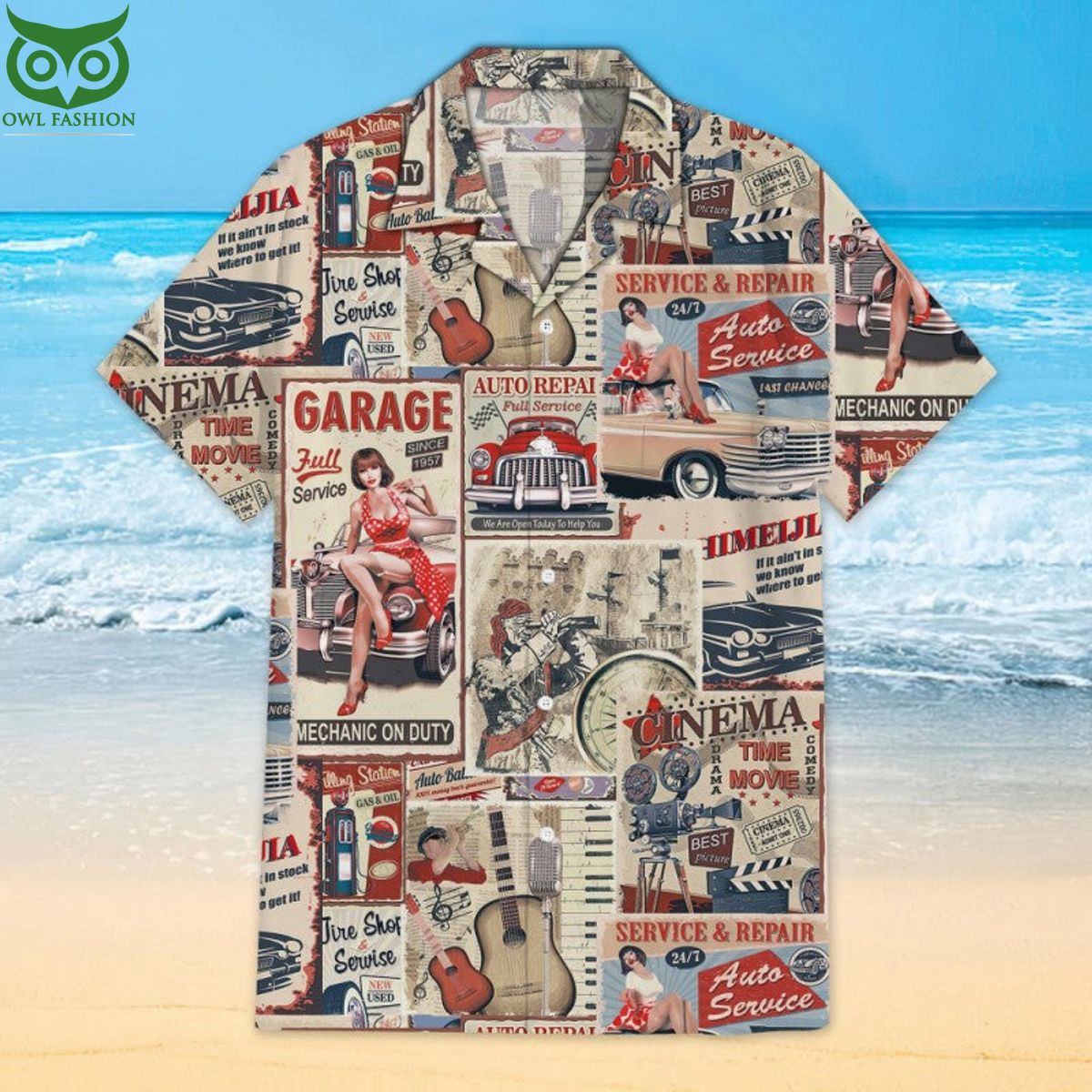 Beauty and the Cars Globe Hawaiian - Adult & Kids T-Shirts, Sweatshirts & Hoodies apparel design preview 1
