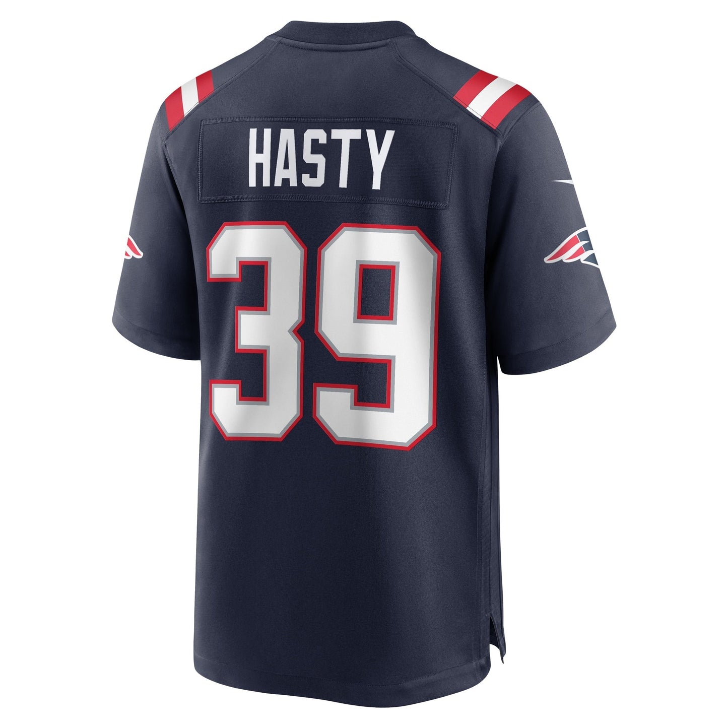 Jamycal Hasty New England Patriots Nike Team Game Jersey - Navy football jersey product view 3