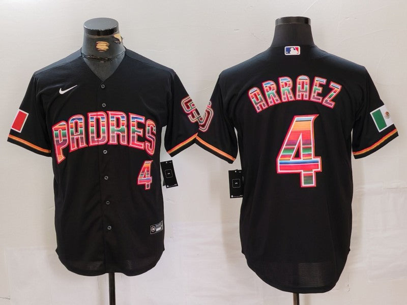 Men's San Diego Padres Luis Arraez #4 Black Player Game Jersey1 baseball jersey product view 1