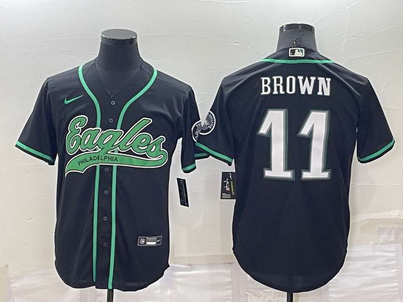 Men's Philadelphia Eagles A.J. Brown #11 Black Game Jersey1 Joint Edition football jersey product view 1