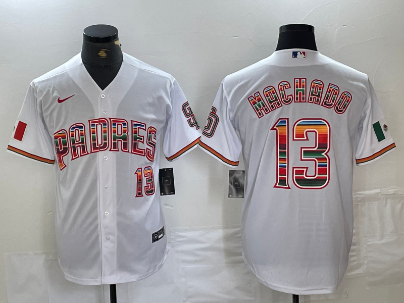 Men's San Diego Padres Manny Machado #13 White Limited Player Jersey baseball jersey product view 1