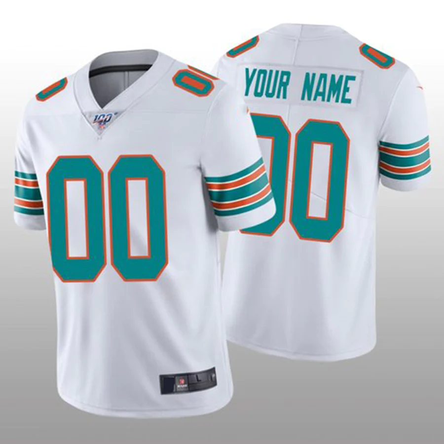 Custom Miami Dolphins White Alternate Game Jersey1 football jersey product view 1