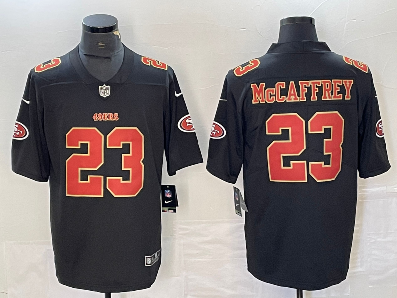 Men's San Francisco 49ers Christian McCaffrey #23 Carbon Black Fashion Game Jersey1 football jersey product view 1