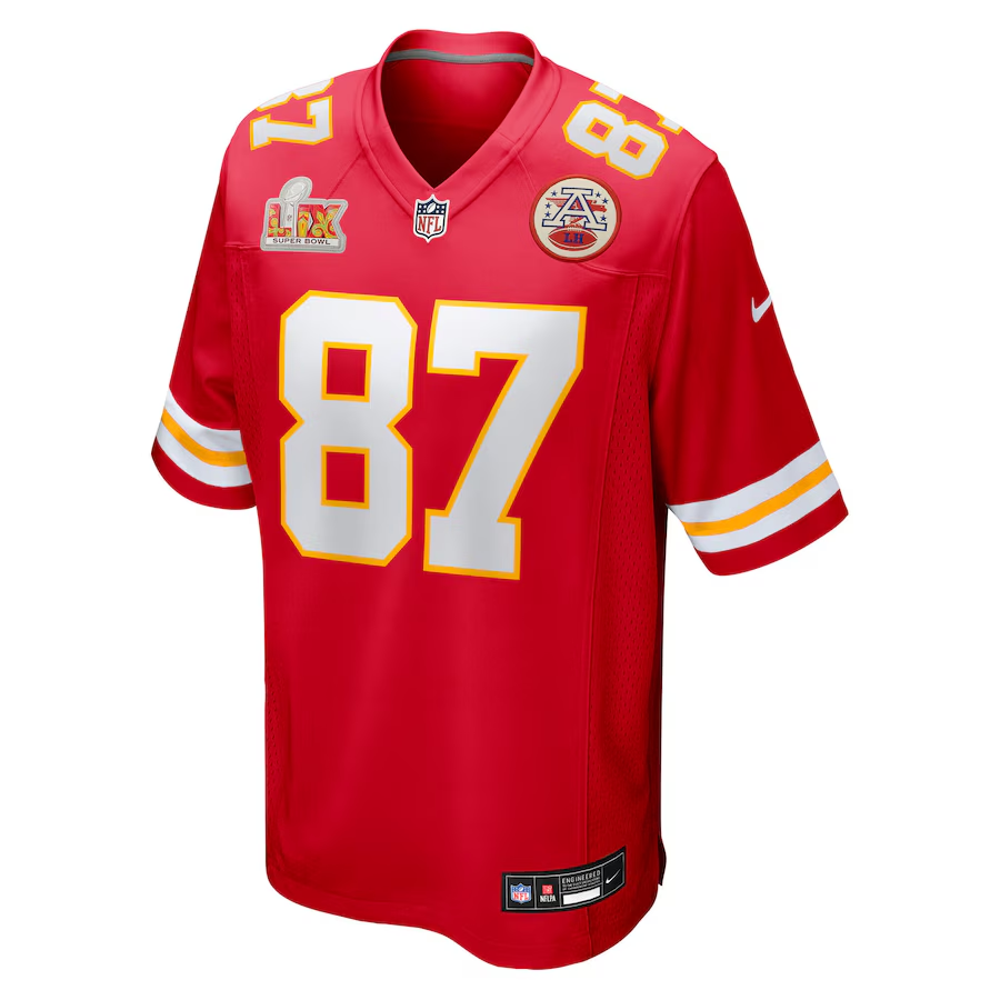 Men's Kansas City Chiefs Travis Kelce Nike Red Super Bowl LIX Game Jersey football jersey product view 2