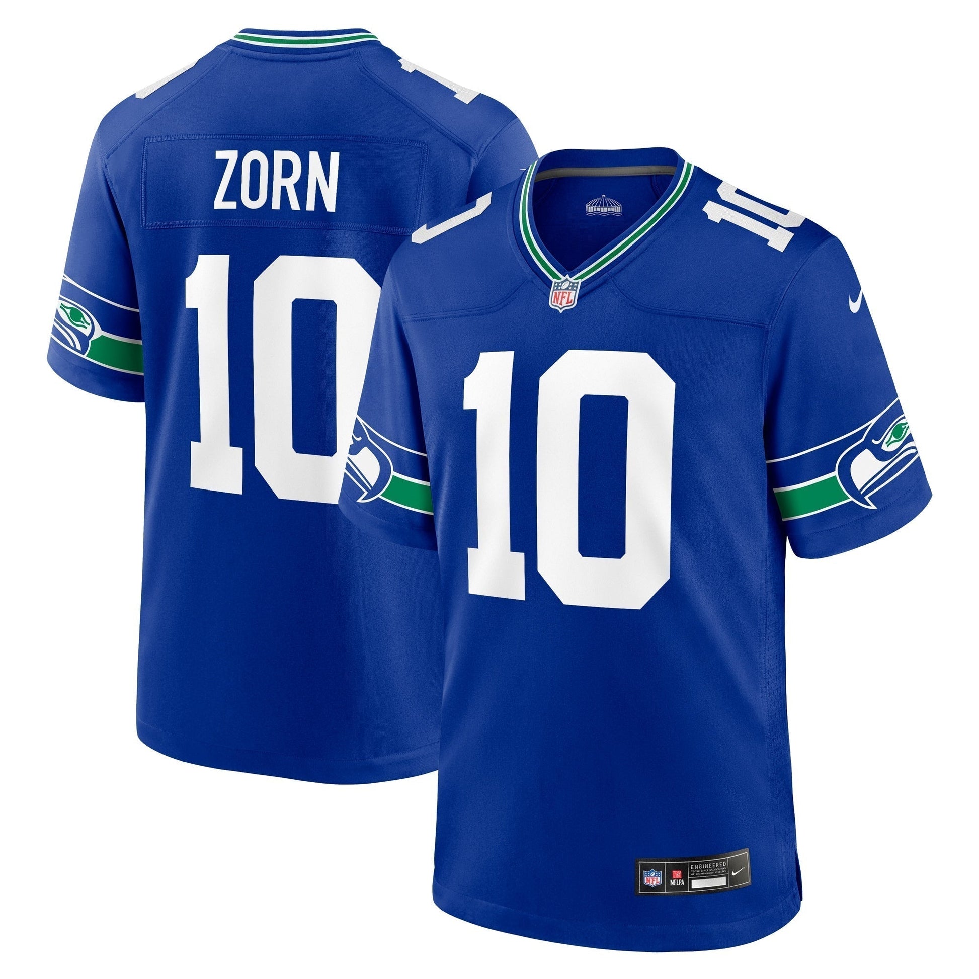 Jim Zorn Seattle Seahawks Nike Throwback Retired Game Jersey - Royal football jersey product view 1