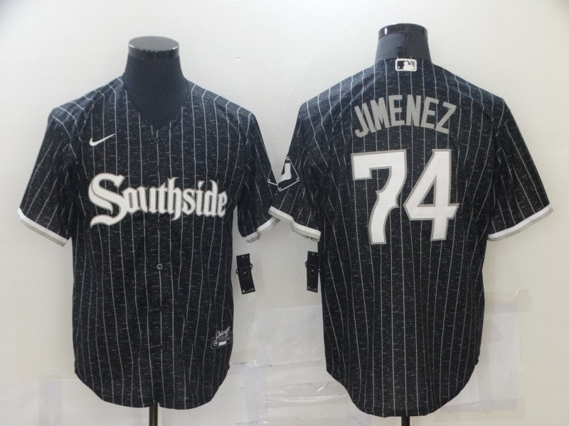 Men's Chicago White Sox Eloy Jimenez #74 Black Replica Player Jersey1 baseball jersey product view 1