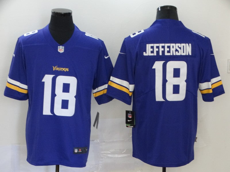 Men's Minnesota Vikings Justin Jefferson #18 Purple Player Game Jersey1 football jersey product view 1