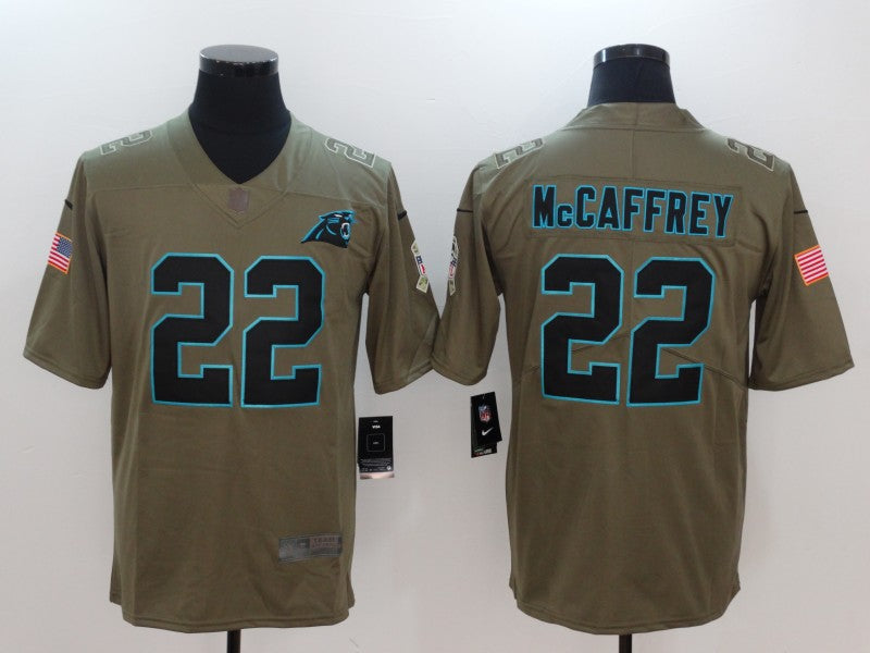 Men's Carolina Panthers Christian McCaffrey #22 Brown Authentic Game Jersey1 football jersey product view 1