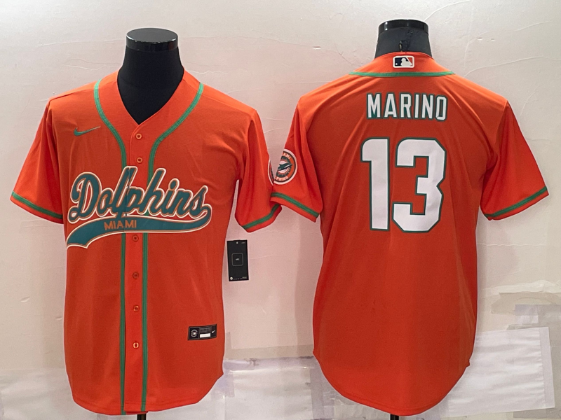 Men's Miami Dolphins Dan Marino #13 Orange Game Jersey1 Joint Edition football jersey product view 1
