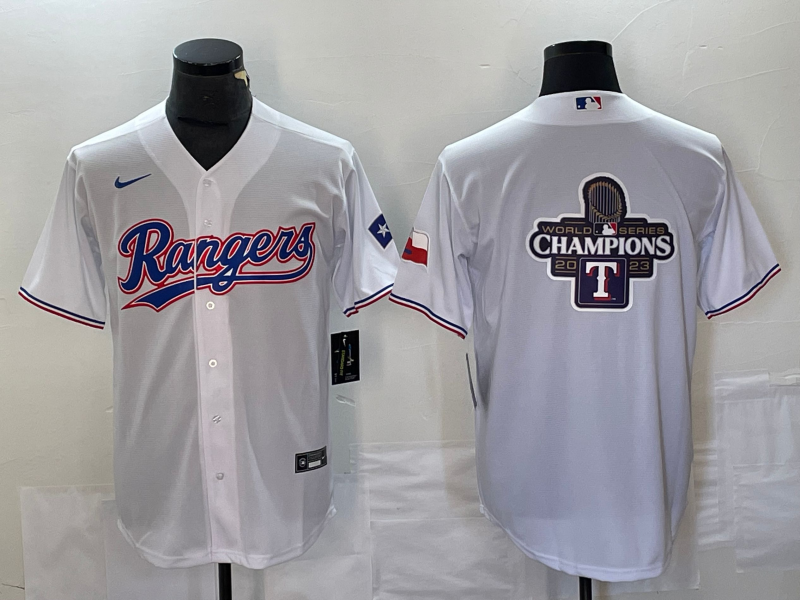 Men's Texas Rangers White Home Game Jersey baseball jersey product view 1