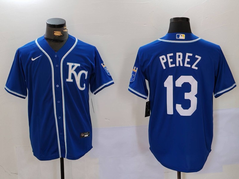 Men's Kansas City Royals Salvador Perez #13 Royal Alternate Replica Player Jersey baseball jersey product view 1