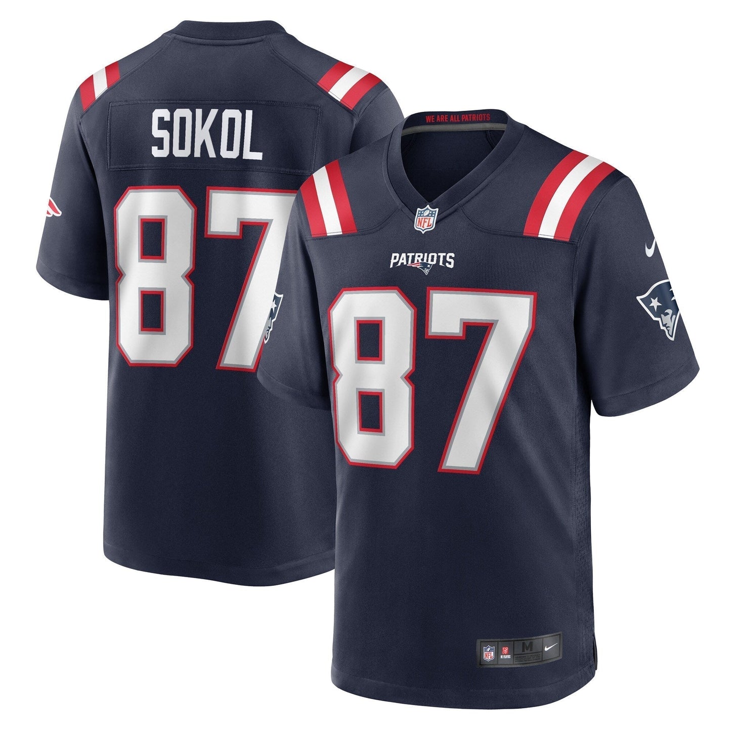 Matt Sokol New England Patriots Nike Game Jersey - Navy football jersey product view 1