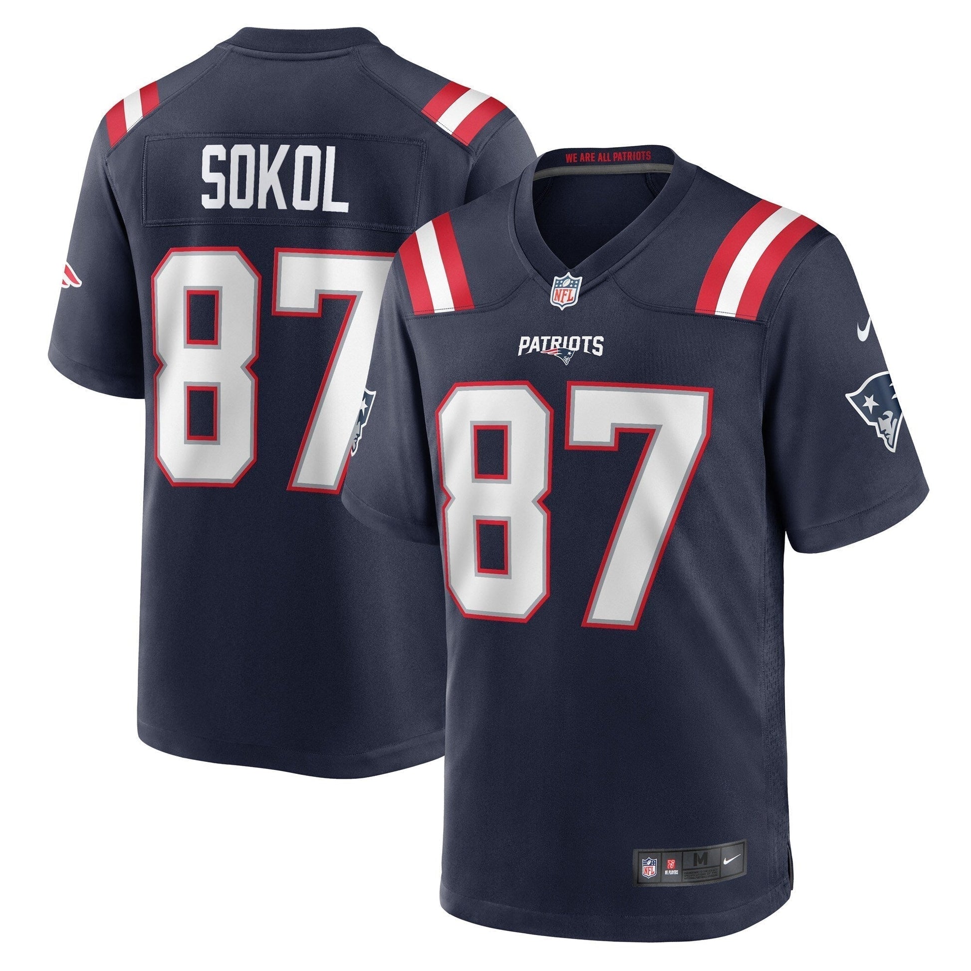 Matt Sokol New England Patriots Nike Game Jersey - Navy football jersey product view 1