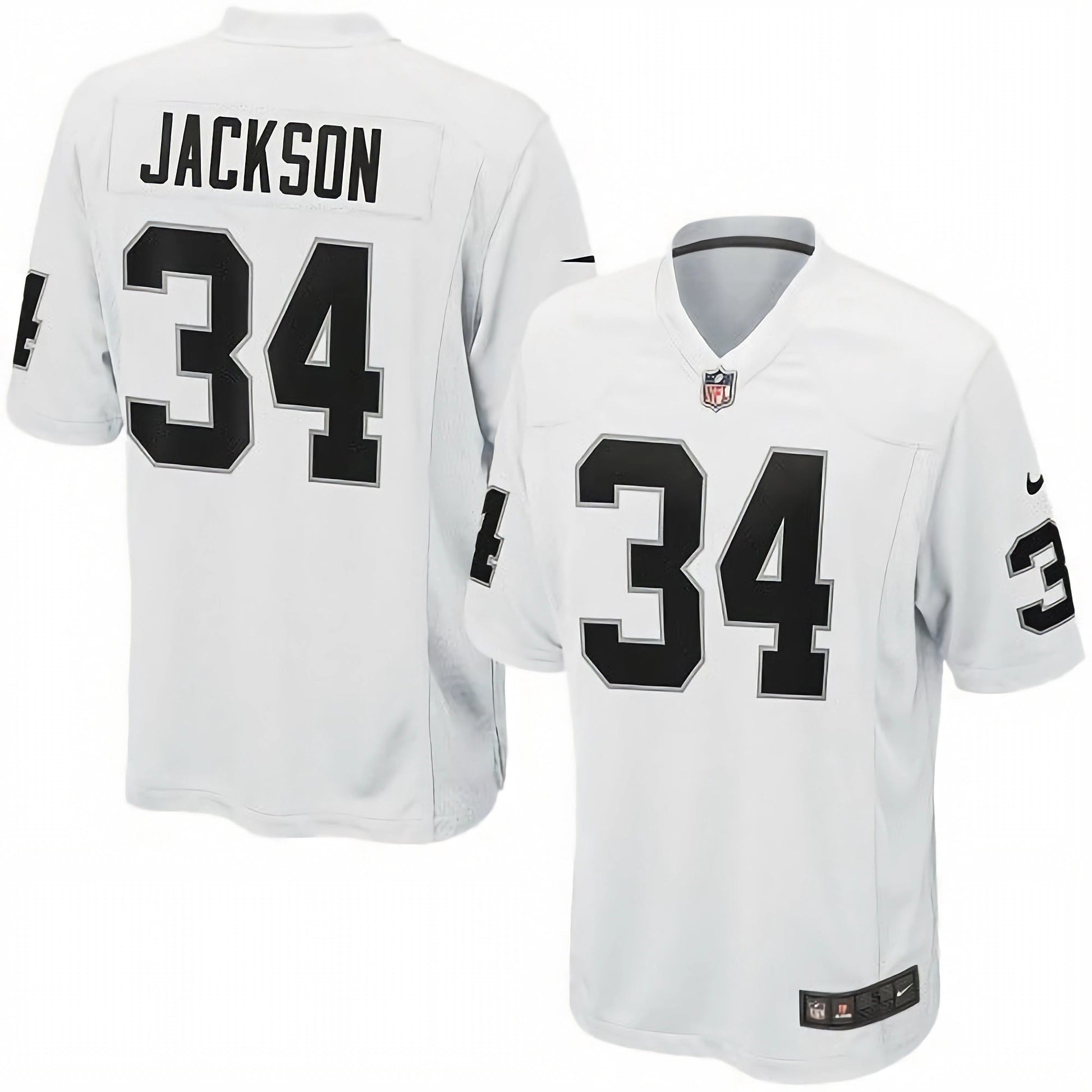 Bo Jackson Las Vegas Raiders Road Retired Player Jersey - White football jersey product view 1