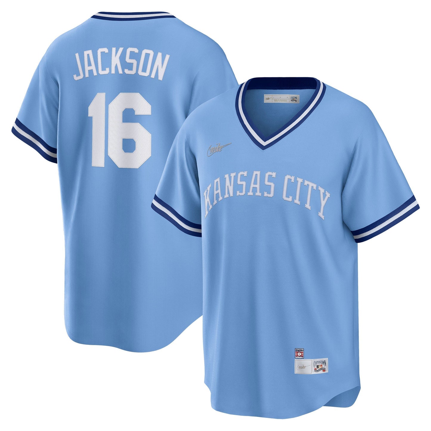 Bo Jackson Kansas City Royals Cooperstown Collection Jersey - Light Blue baseball jersey product view 1