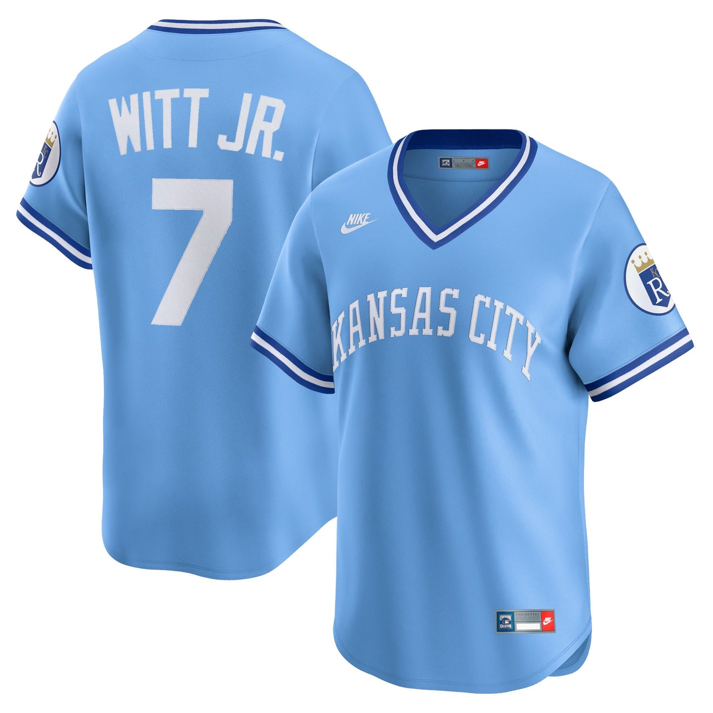 Bobby Witt Jr Kansas City Royals Cooperstown Collection Jersey - Light Blue baseball jersey product view 1