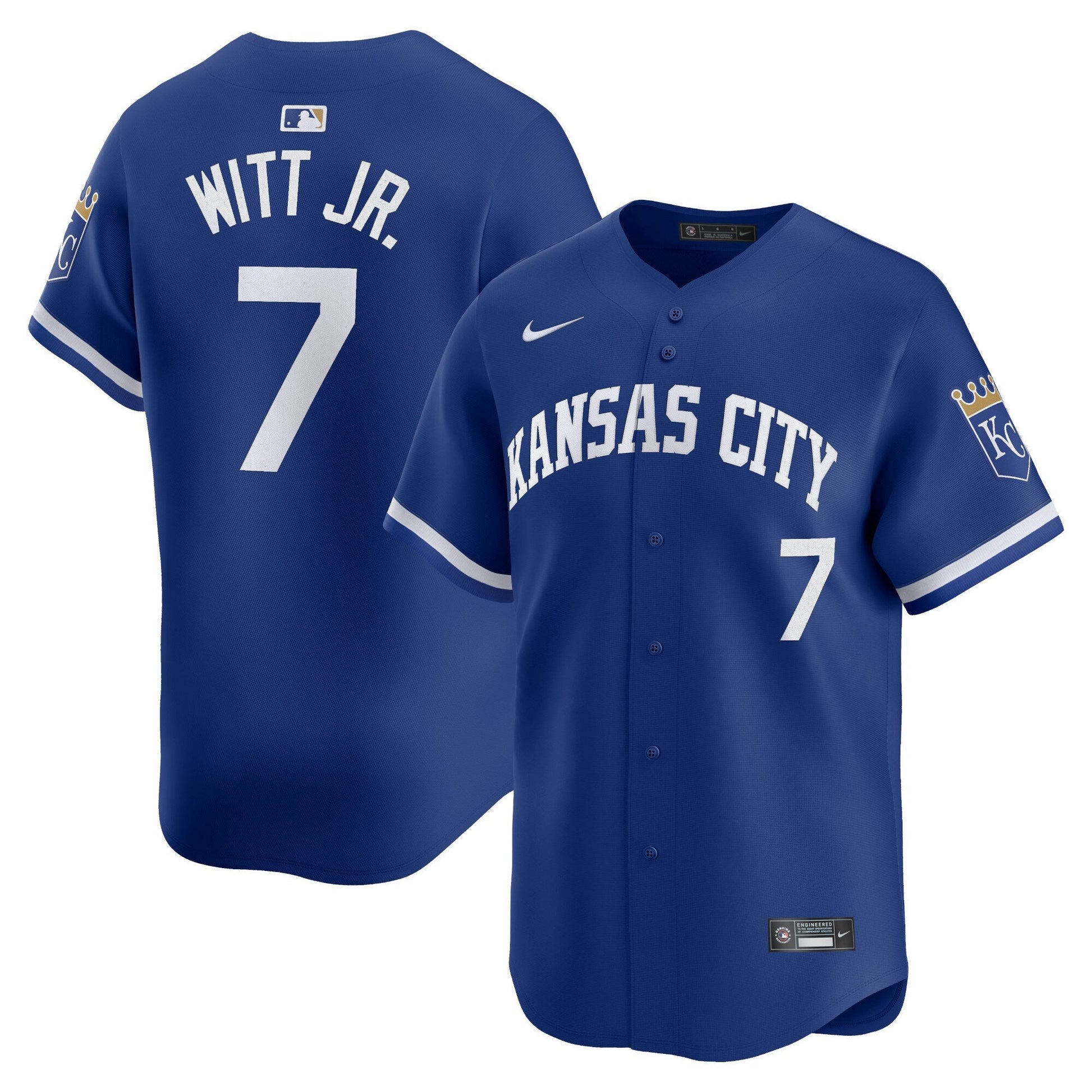 Bobby Witt Jr Kansas City Royals Alternate Jersey - Royal Blue baseball jersey product view 1