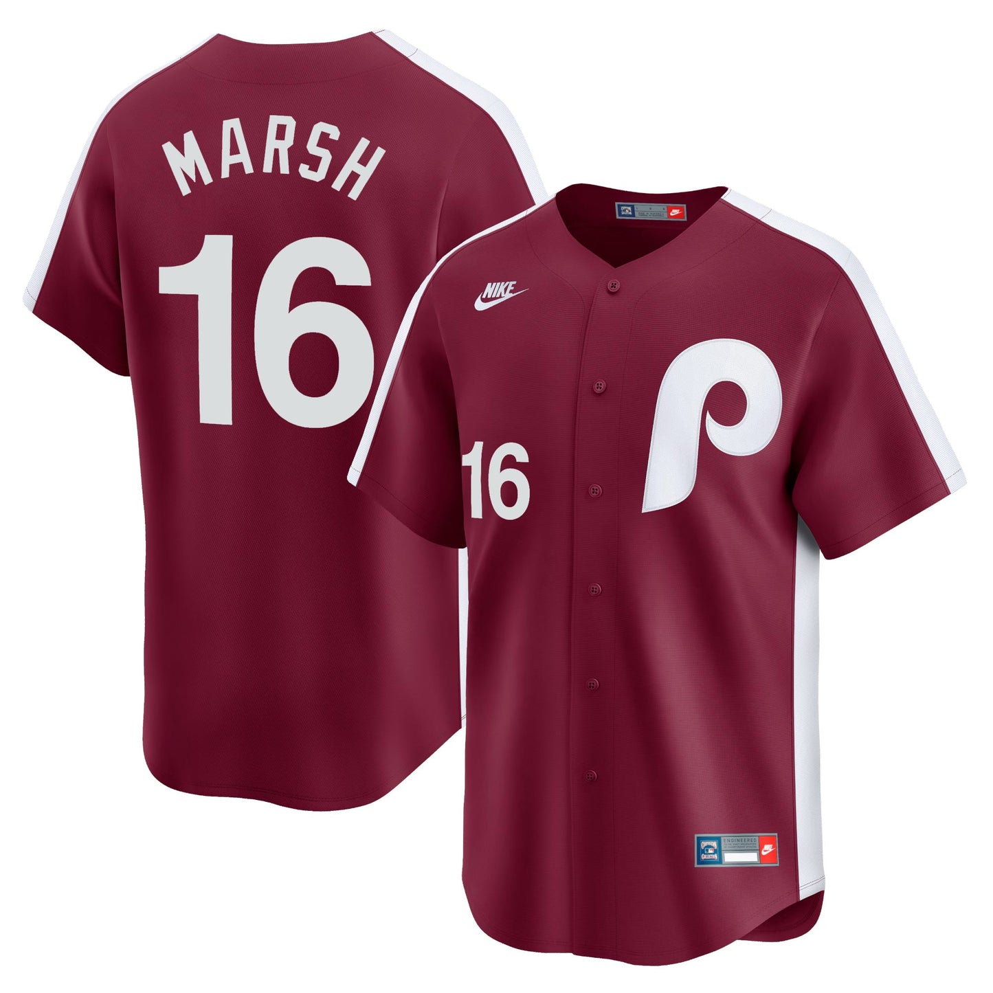 Brandon Marsh Philadelphia Phillies Cooperstown Limited Jersey – Red baseball jersey product view 1