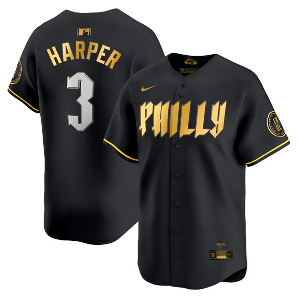 Bryce Harper Philadelphia Phillies City Connect “Philly” Limited Jersey - Black Gold baseball jersey product view 1