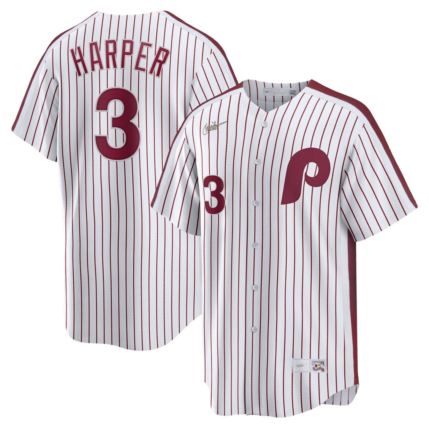 Bryce Harper Philadelphia Phillies Cooperstown Limited Jersey – White baseball jersey product view 1
