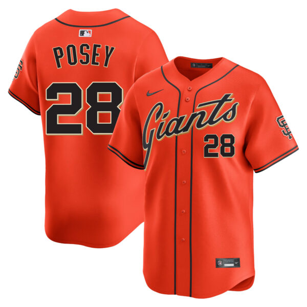 Buster Posey San Francisco Giants Alternate Limited Jersey - Orange baseball jersey product view 1