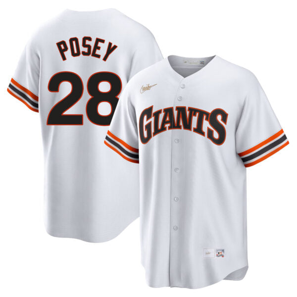 Buster Posey San Francisco Giants Cooperstown Collection Jersey - White baseball jersey product view 1