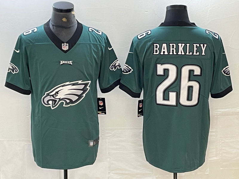 Men's Philadelphia Eagles Saquon Barkley #26 Midnight Green Game Jersey1 football jersey product view 1