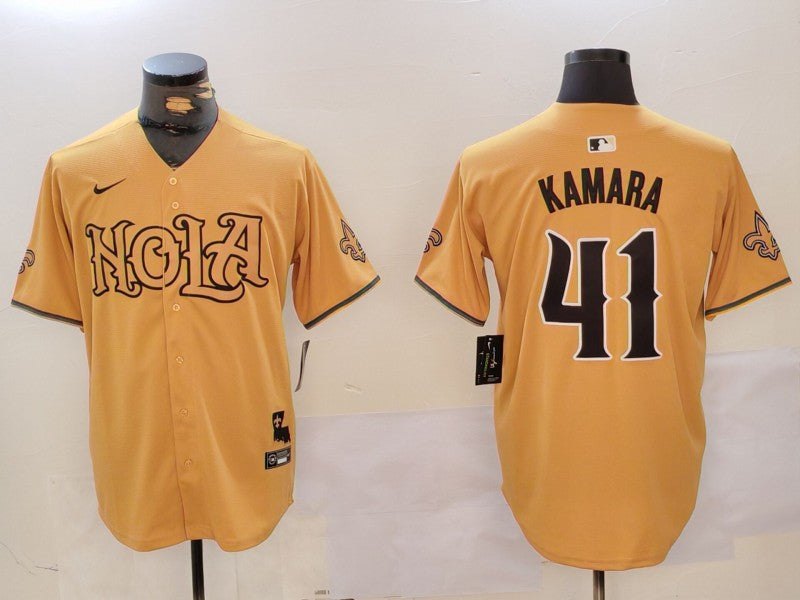 Men's New Orleans Saints Alvin Kamara #41 Yellow Game Player Jersey1 football jersey product view 1