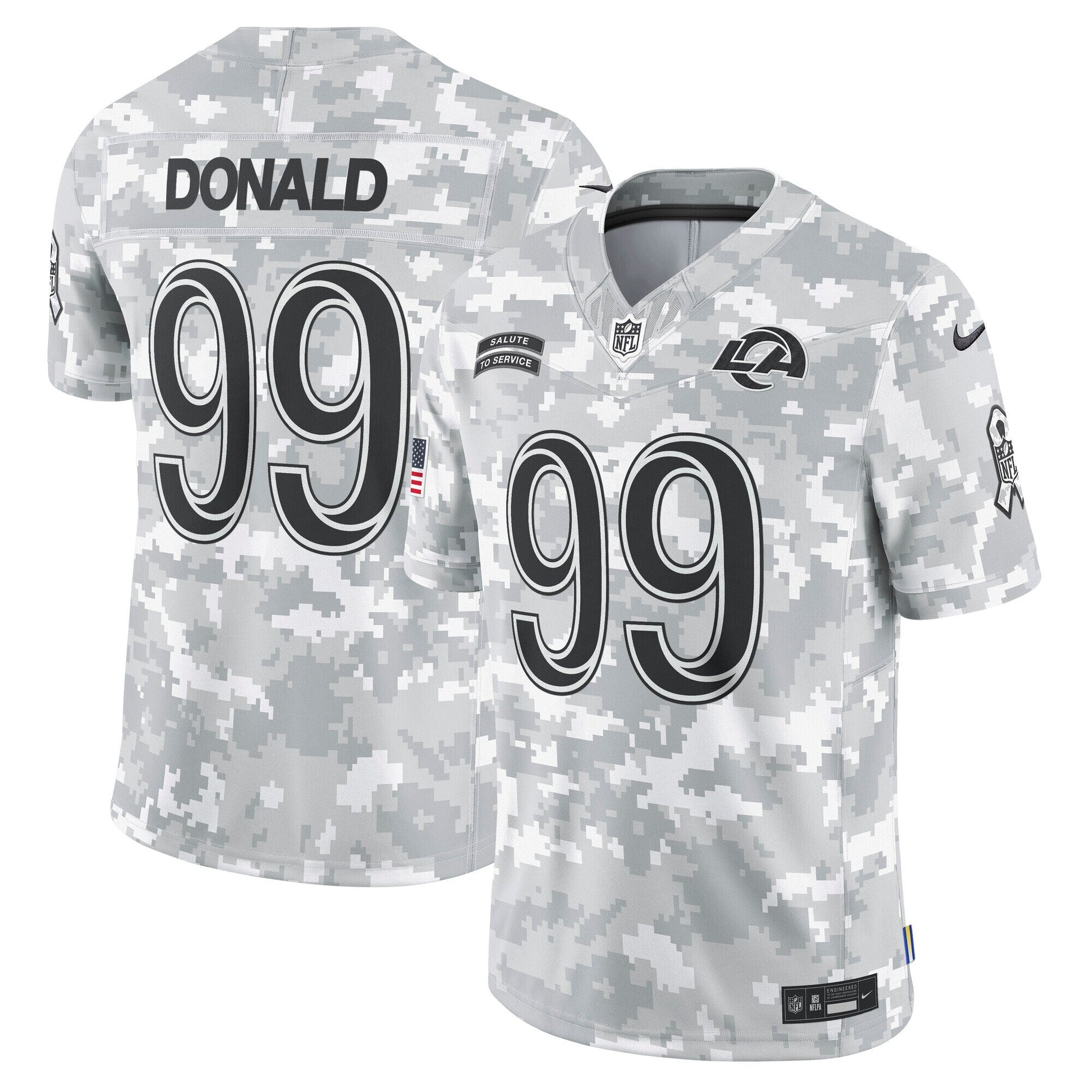 Aaron Donald Los Angeles Rams Nike 2024 Salute to Service Retired Limited Jersey - Arctic Camo football jersey product view 1