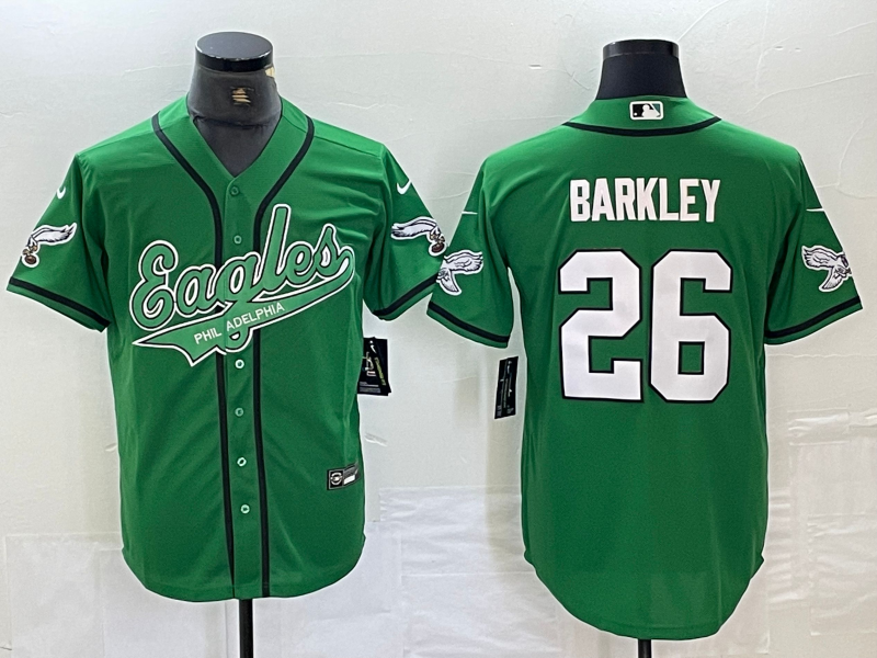 Men's Philadelphia Eagles Saquon Barkley #26 Kelly Green Game Jersey1 Joint Edition football jersey product view 1
