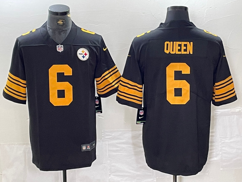 Men's Pittsburgh Steelers Patrick Queen #6 Black Game Player Jersey1 football jersey product view 1