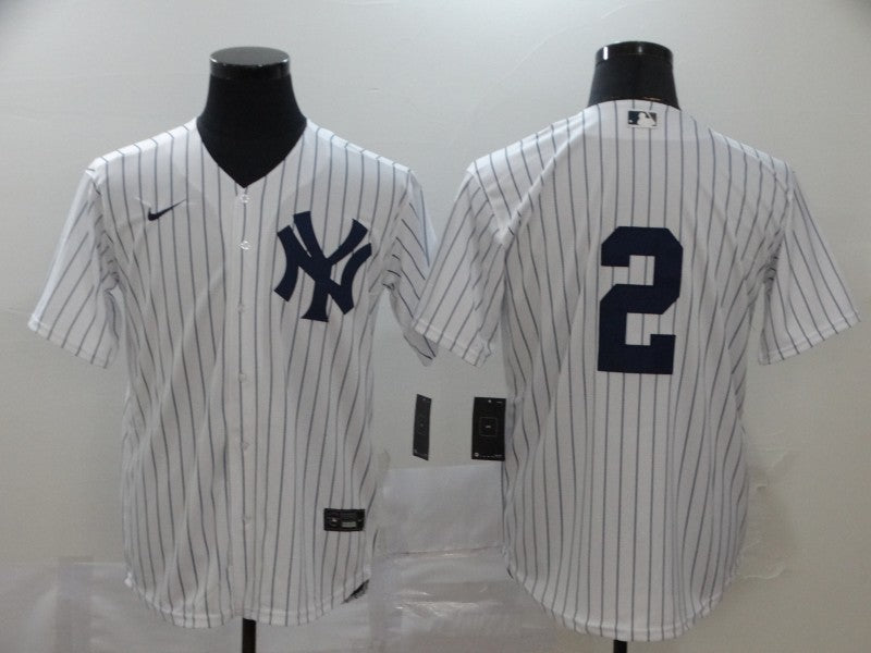 Men's New York Yankees Derek Jeter #2 White Home Replica Player Name Jersey1 baseball jersey product view 1