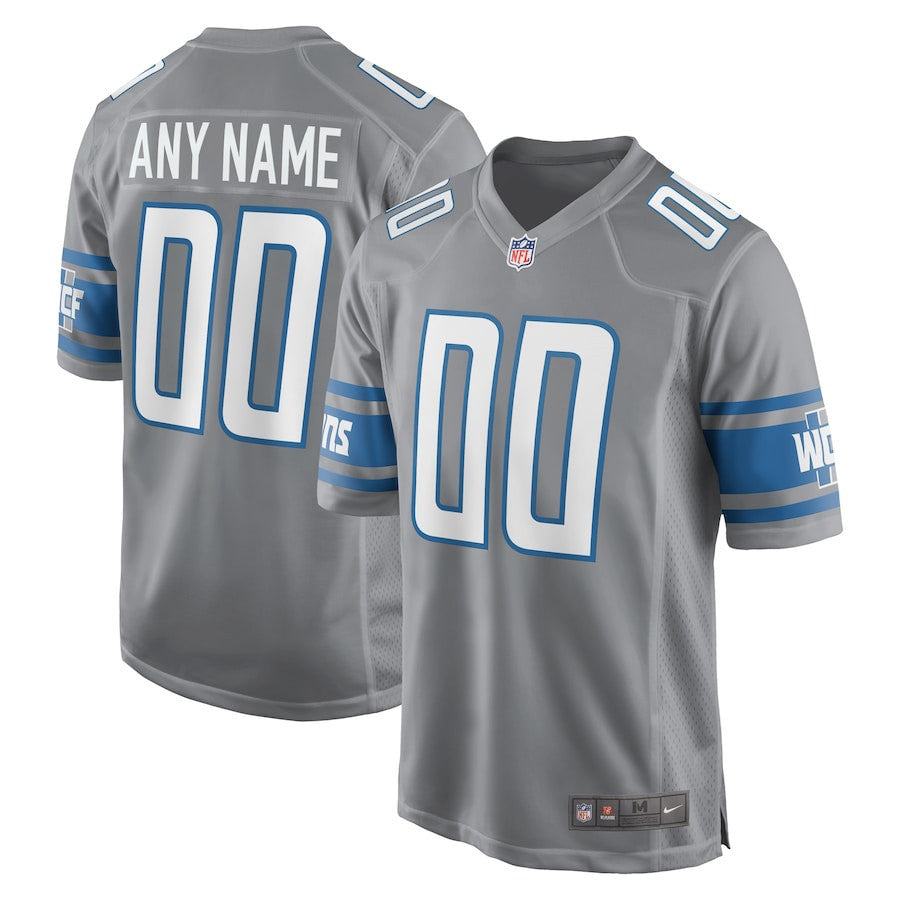 Custom Detroit Lions Silver/Gray Jersey football jersey product view 1