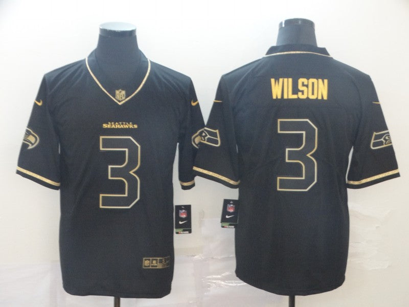 Men's Seattle Seahawks Russell Wilson #3 Black Player Game Jersey football jersey product view 1