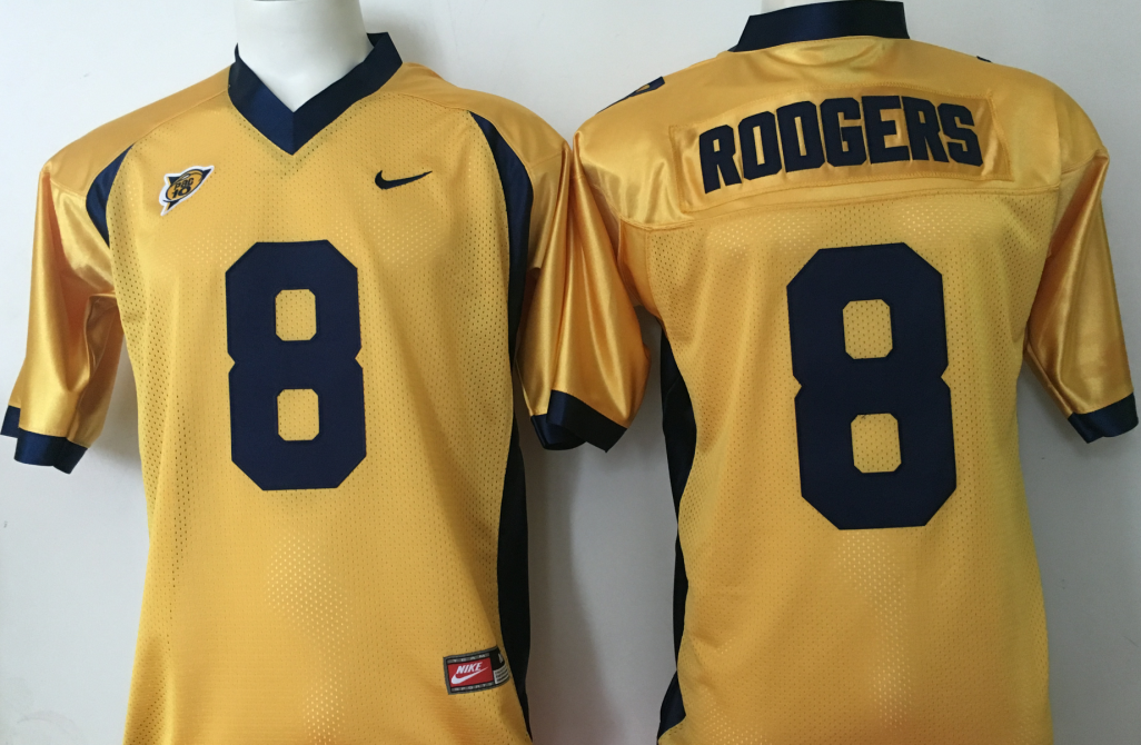 Men's California Golden Bears Aaron Rodgers#8 Yellow Player Game Jersey football jersey product view 1