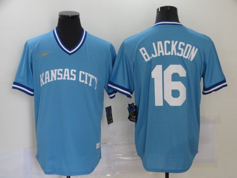 Men's Kansas City Royals Bo Jackson #16 Blue Authentic Game Jersey1 baseball jersey product view 1