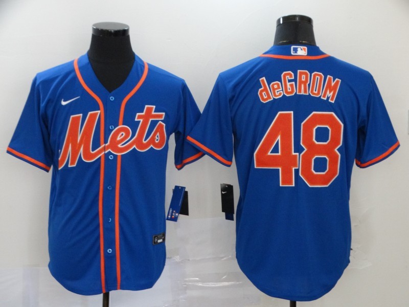 Men's New York Mets Jacob deGrom #48 Blue Replica Baseball Jersey1 baseball jersey product view 1