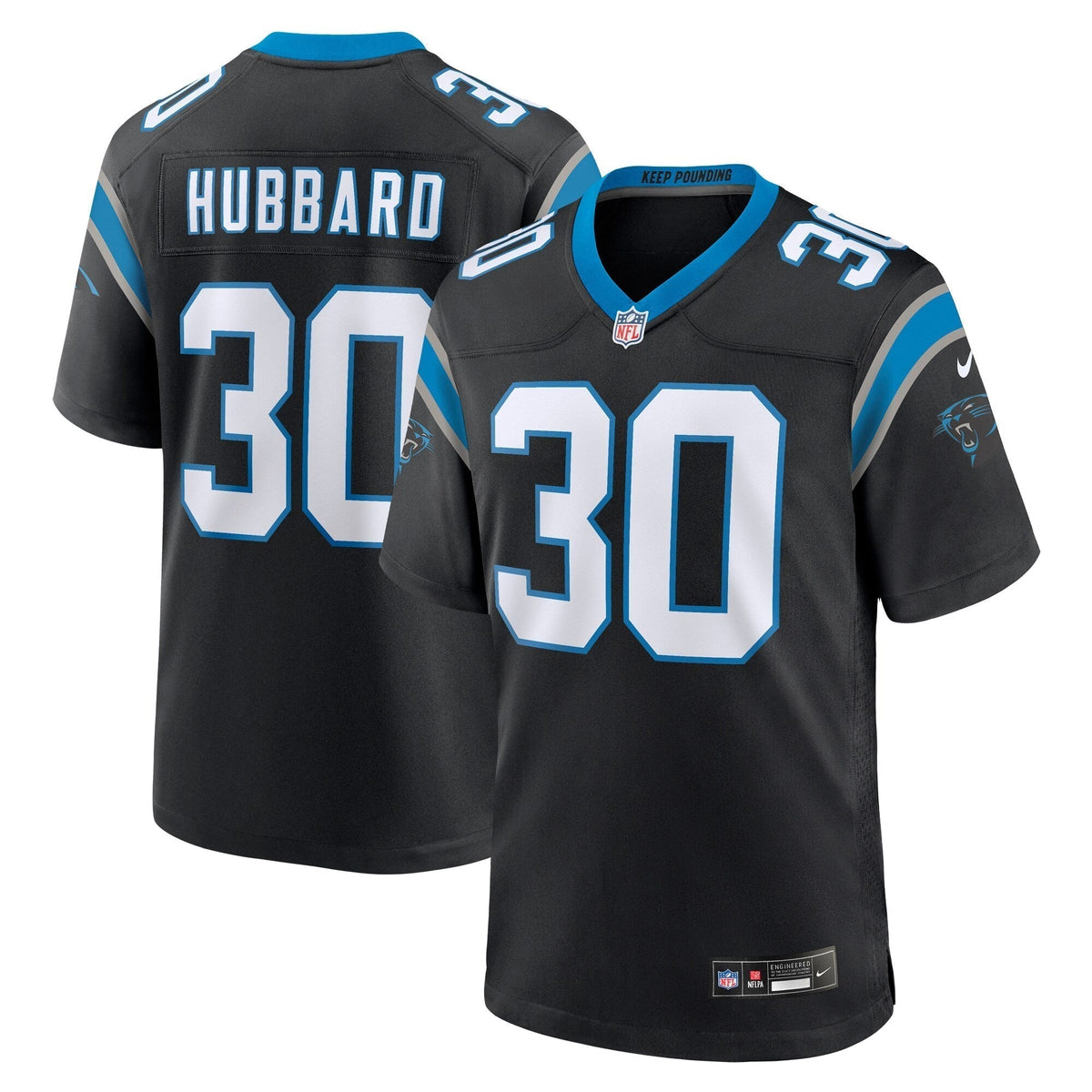 Chuba Hubbard Carolina Panthers Nike Team Game Jersey - Black football jersey product view 1