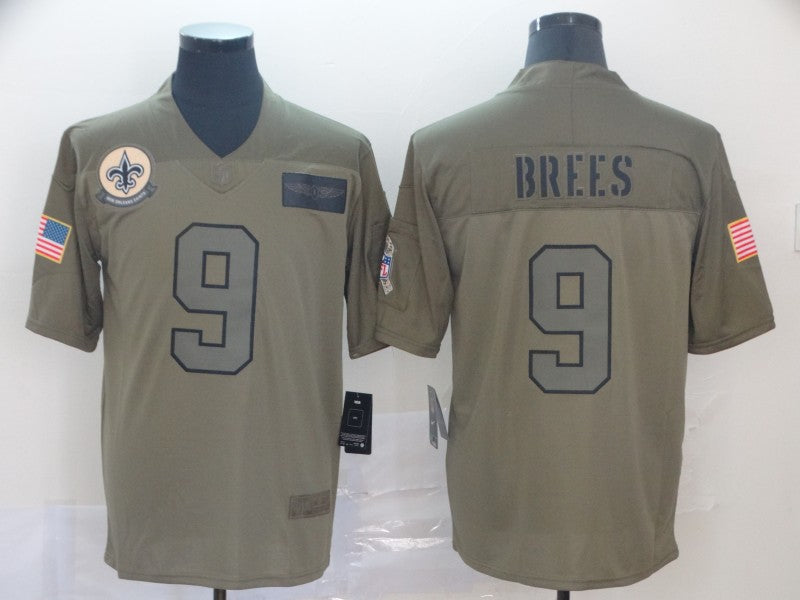 Men's New Orleans Saints Drew Brees #9 Brown Alternate Game Jersey1 football jersey product view 1