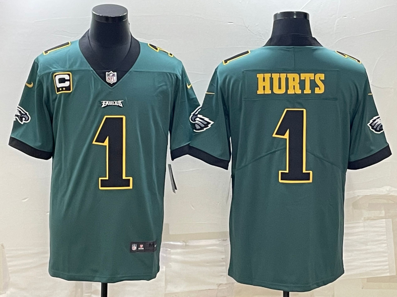 Men's Philadelphia Eagles Jalen Hurts #1 Midnight Green Game Jersey1 football jersey product view 1
