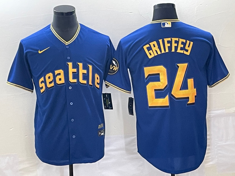 Men's Seattle Mariners Ken Griffey Jr. #24 Royal 2023 City Connect Replica Jersey1 baseball jersey product view 1