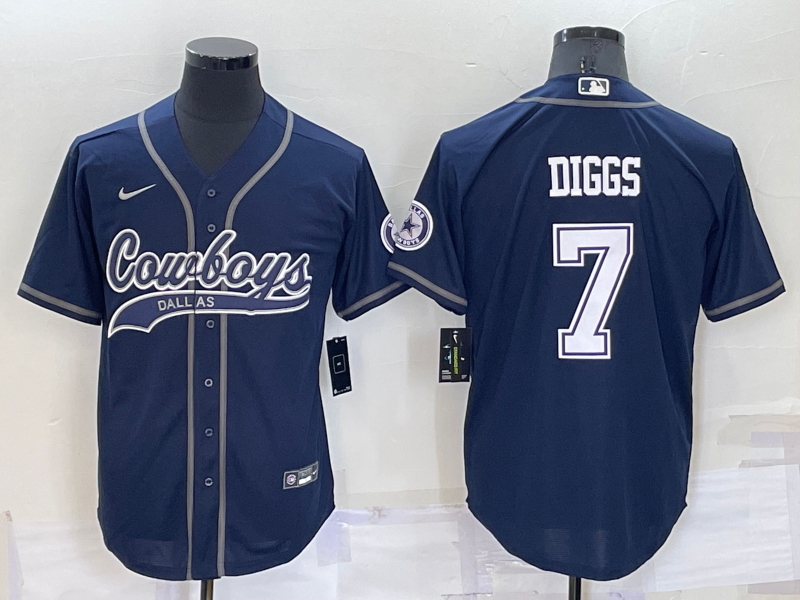 Men's Dallas Cowboys Trevon Diggs #7 Navy Game Jersey1 Joint Edition football jersey product view 1