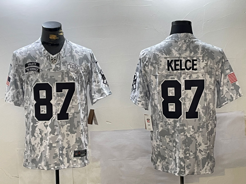Men's Kansas City Chiefs Travis Kelce #87 Arctic Camo 2024 Salute to Service Limited Jersey1 football jersey product view 1
