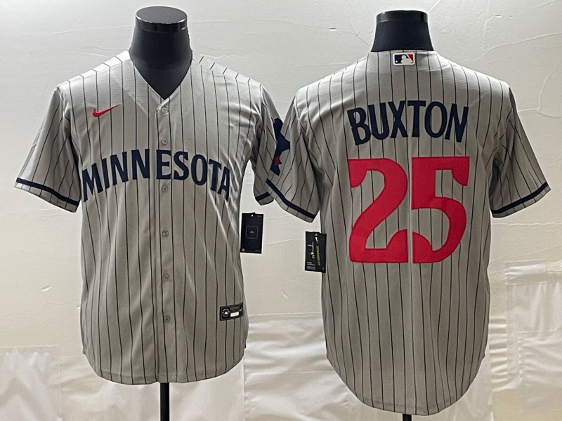 Men's Minnesota Twins Byron Buxton #25 Gray Alternate Replica Player Jersey baseball jersey product view 1