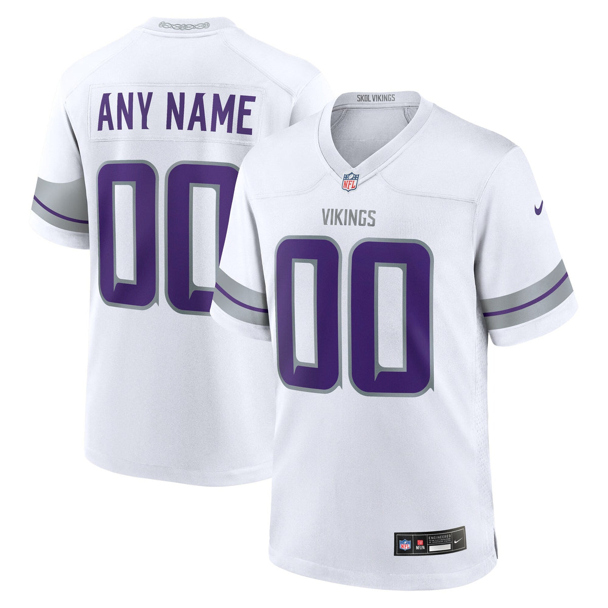 Minnesota Vikings Nike Alternate Custom Game Jersey - White football jersey product view 1