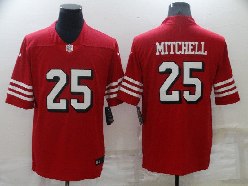 Men's San Francisco 49ers Elijah Mitchell #25 Scarlet Alternate Team Game Jersey1 football jersey product view 1