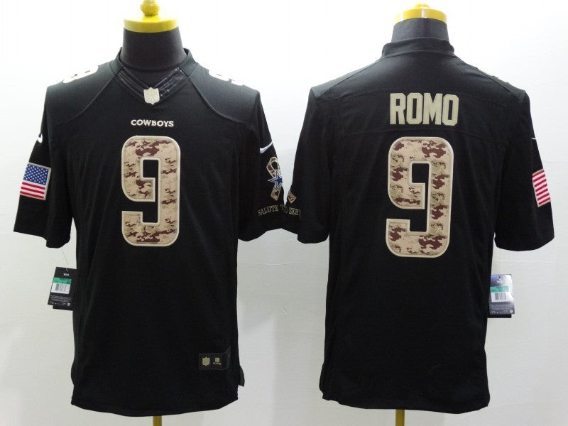 Men's Dallas Cowboys Tony Romo #9 Black Game Player Jersey1 football jersey product view 1