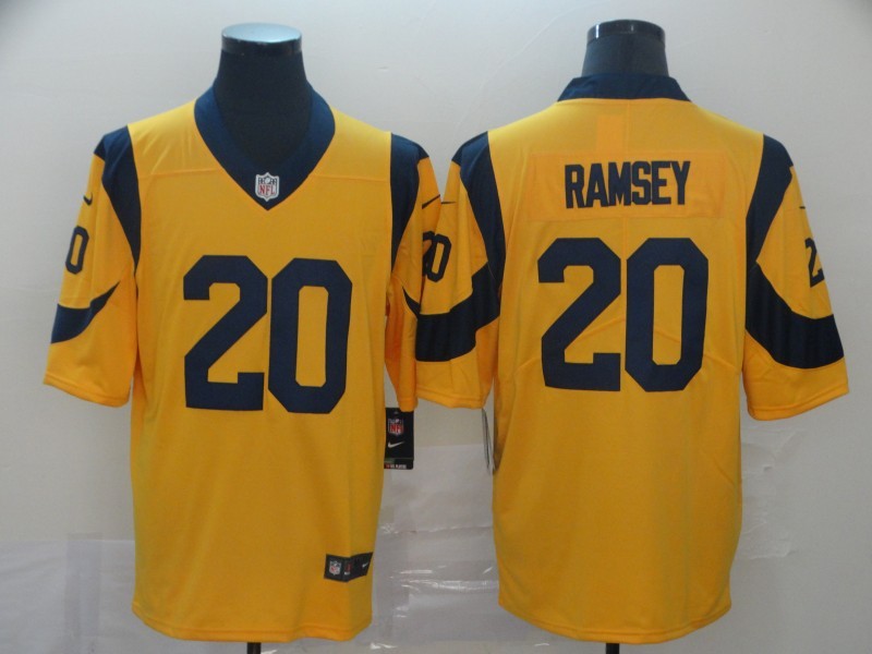Men's Los Angeles Rams Jalen Ramsey #20 Yellow Game Jersey1 football jersey product view 1