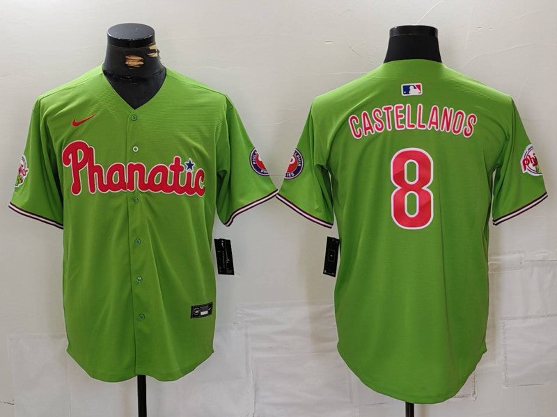 Men's Philadelphia Phillies Nick Castellanos #8 Green Limited Player Jersey1 baseball jersey product view 1